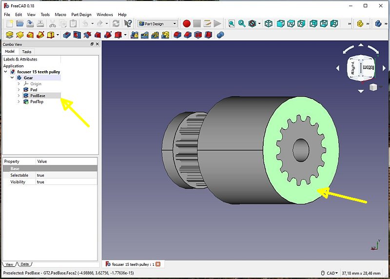 3D CAD: Making a drawing for GT2 pulleys to the focuser of lens