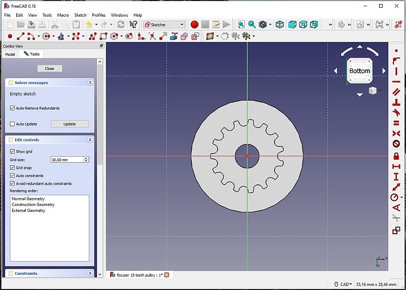 3D CAD: Making a drawing for GT2 pulleys to the focuser of lens