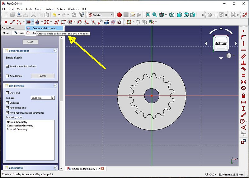 3D CAD: Making a drawing for GT2 pulleys to the focuser of lens