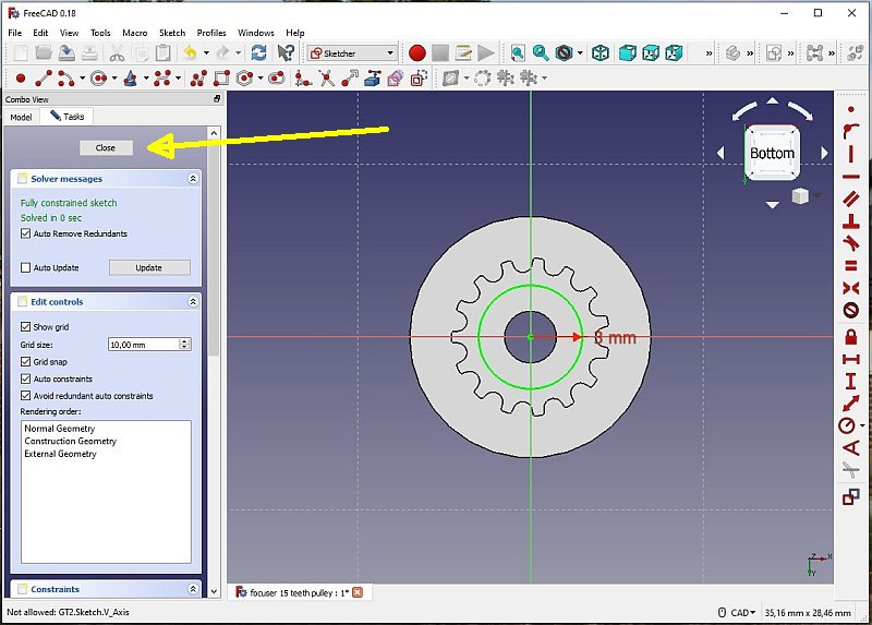 3D CAD: Making a drawing for GT2 pulleys to the focuser of lens