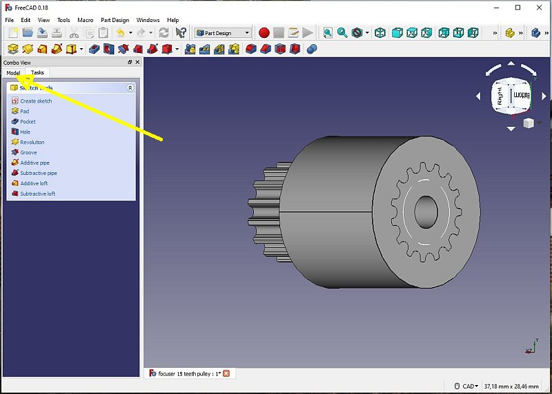 3D CAD: Making a drawing for GT2 pulleys to the focuser of lens