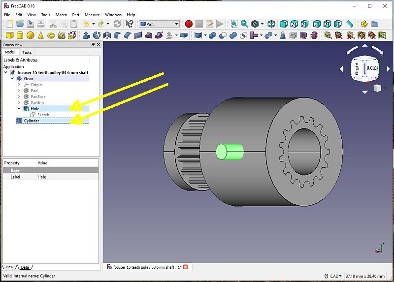 3D CAD: Making a drawing for GT2 pulleys to the focuser of lens