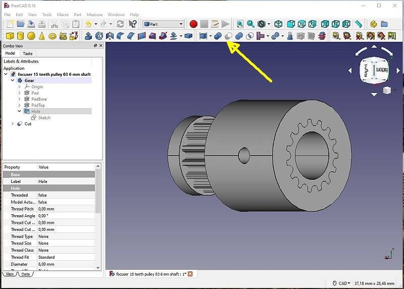 3D CAD: Making a drawing for GT2 pulleys to the focuser of lens