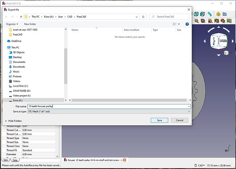 3D CAD: Making a drawing for GT2 pulleys to the focuser of lens