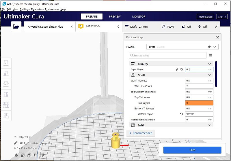 3D CAD: Making a drawing for GT2 pulleys to the focuser of lens