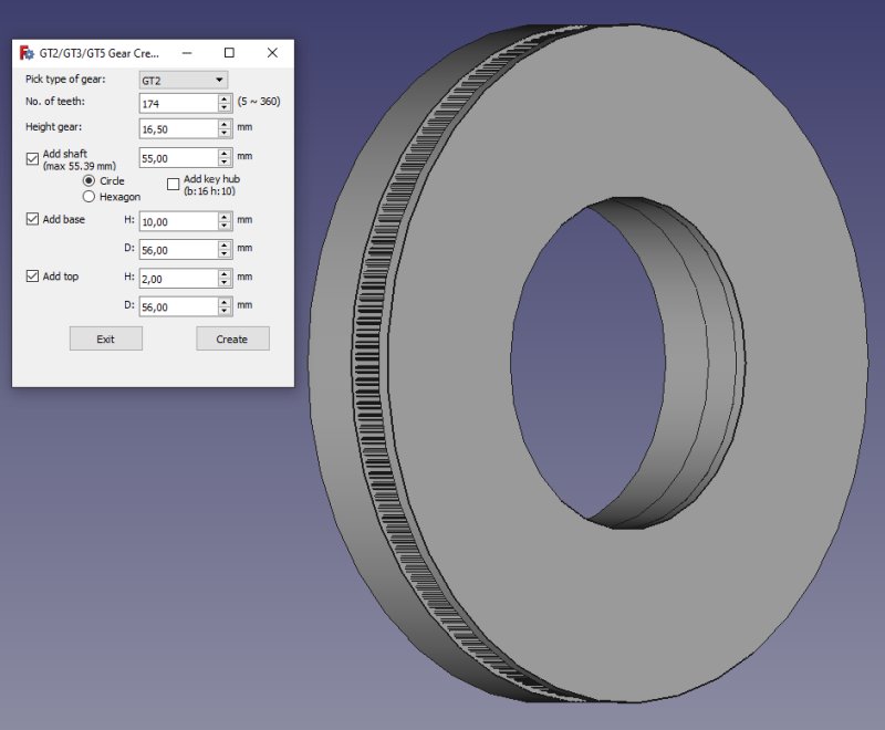 3D CAD: Making a drawing for GT2 pulleys to the focuser of lens