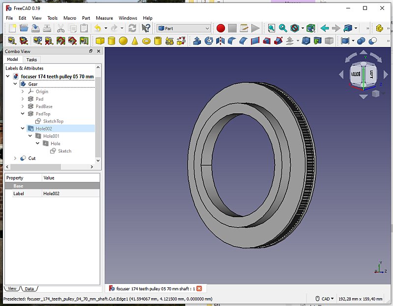 3D CAD: Making a drawing for GT2 pulleys to the focuser of lens