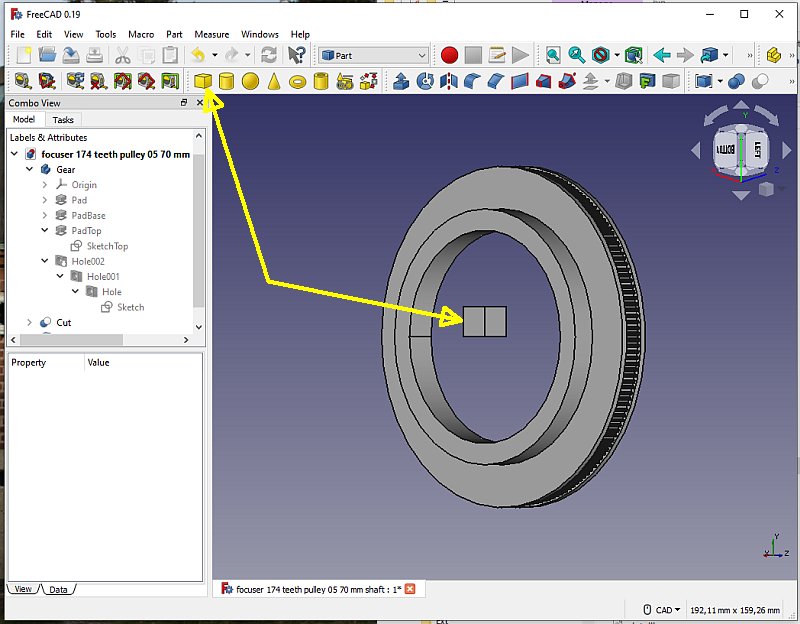 3D CAD: Making a drawing for GT2 pulleys to the focuser of lens