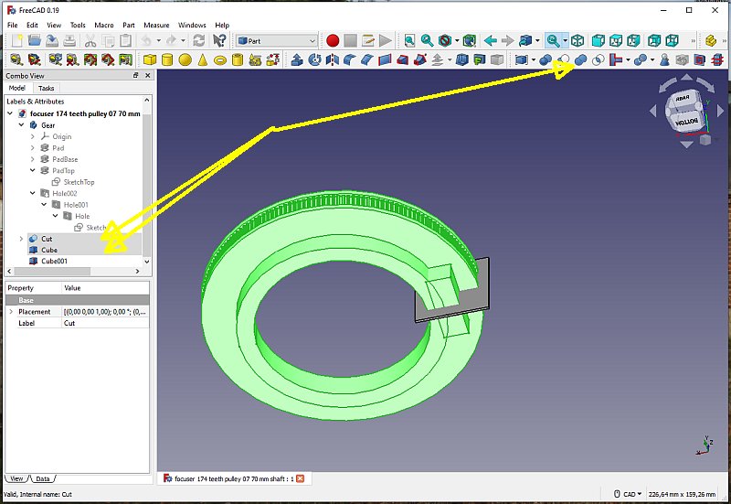 3D CAD: Making a drawing for GT2 pulleys to the focuser of lens