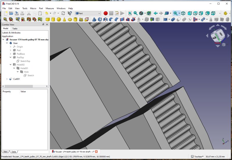 3D CAD: Making a drawing for GT2 pulleys to the focuser of lens