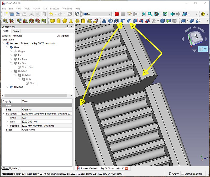 3D CAD: Making a drawing for GT2 pulleys to the focuser of lens