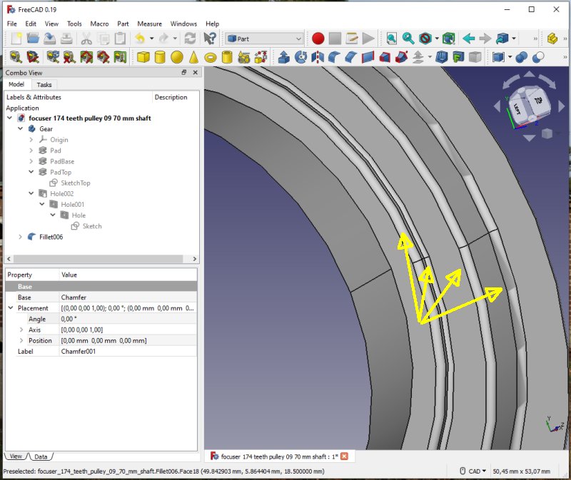 3D CAD: Making a drawing for GT2 pulleys to the focuser of lens