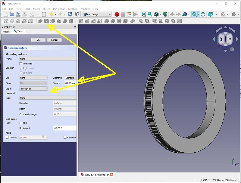 3D CAD: Making a drawing for GT2 pulleys to the focuser of lens