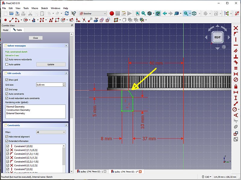 3D CAD: Making a drawing for GT2 pulleys to the focuser of lens