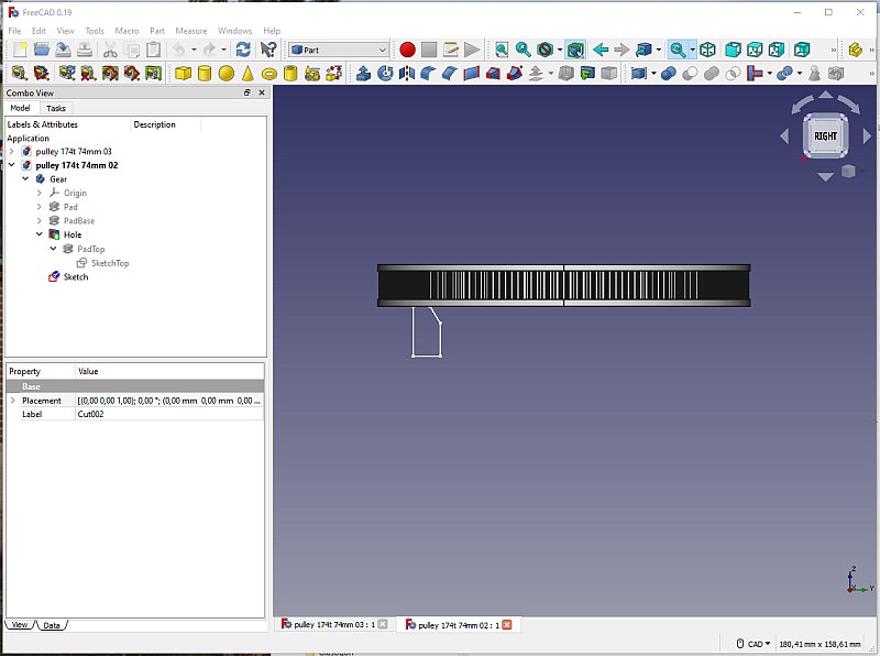 3D CAD: Making a drawing for GT2 pulleys to the focuser of lens