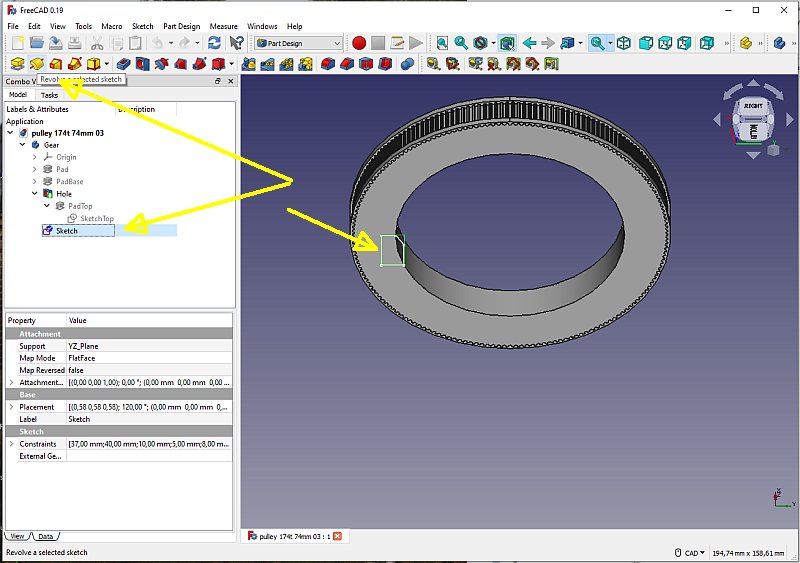 3D CAD: Making a drawing for GT2 pulleys to the focuser of lens