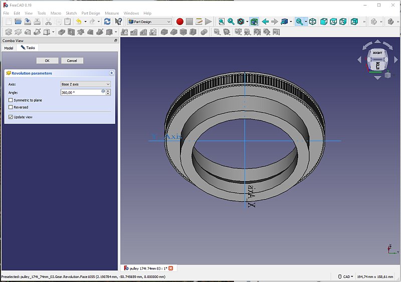 3D CAD: Making a drawing for GT2 pulleys to the focuser of lens