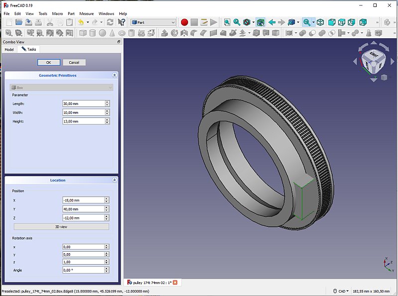 3D CAD: Making a drawing for GT2 pulleys to the focuser of lens