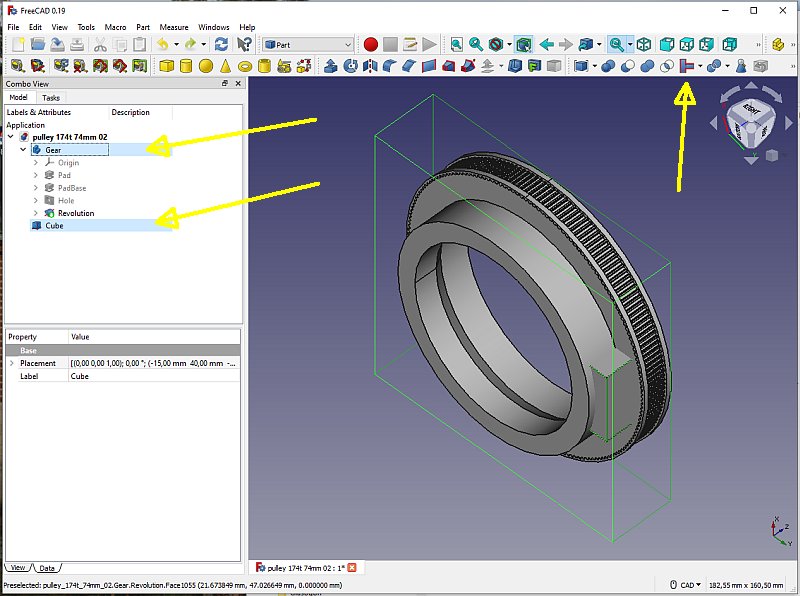 3D CAD: Making a drawing for GT2 pulleys to the focuser of lens