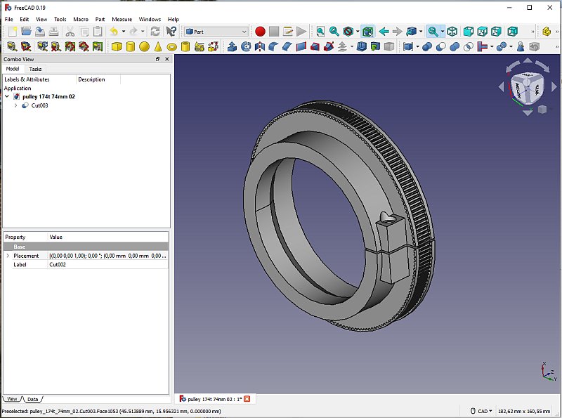 3D CAD: Making a drawing for GT2 pulleys to the focuser of lens