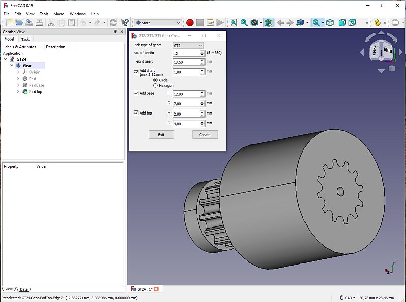 3D CAD: Making a drawing for GT2 pulleys to the focuser of lens