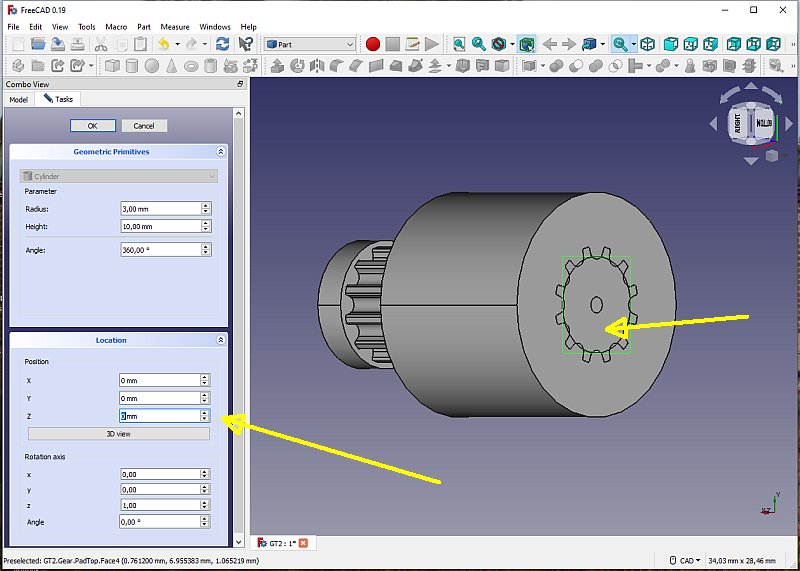 3D CAD: Making a drawing for GT2 pulleys to the focuser of lens