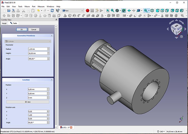 3D CAD: Making a drawing for GT2 pulleys to the focuser of lens