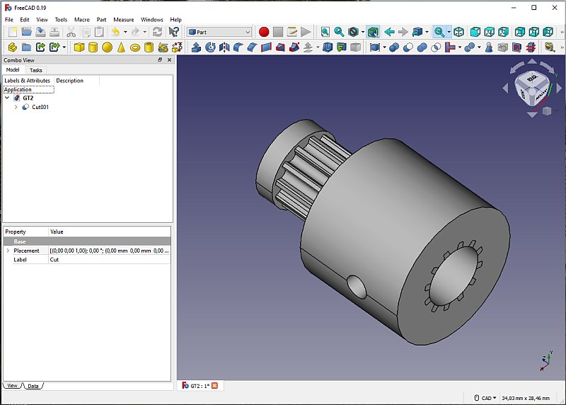 3D CAD: Making a drawing for GT2 pulleys to the focuser of lens