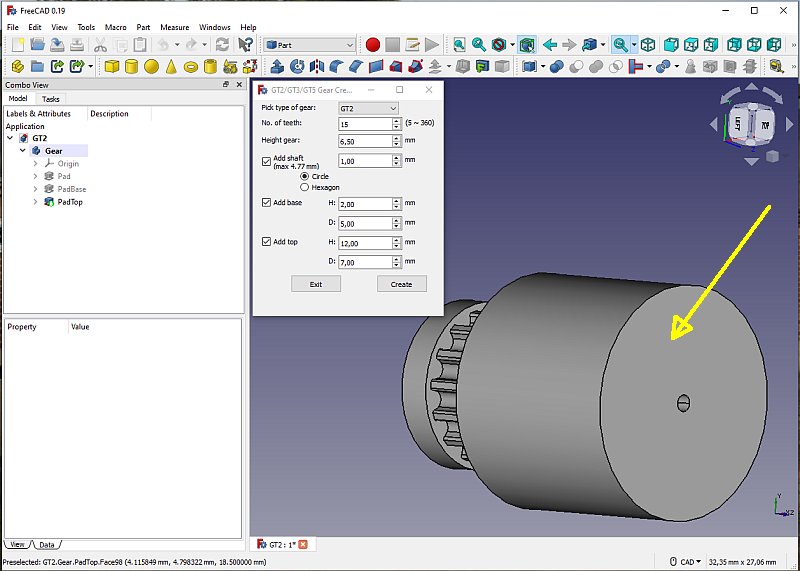 3D CAD: Making a drawing for GT2 pulleys to the focuser of lens