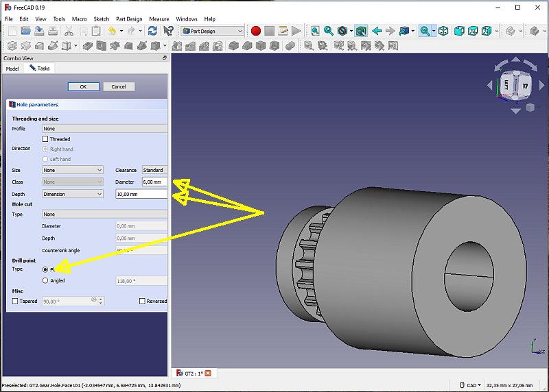 3D CAD: Making a drawing for GT2 pulleys to the focuser of lens