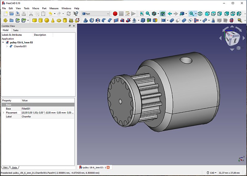 3D CAD: Making a drawing for GT2 pulleys to the focuser of lens