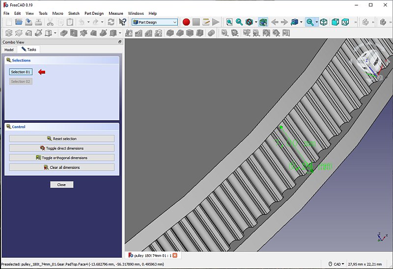 3D CAD: Making a drawing for GT2 pulleys to the focuser of lens