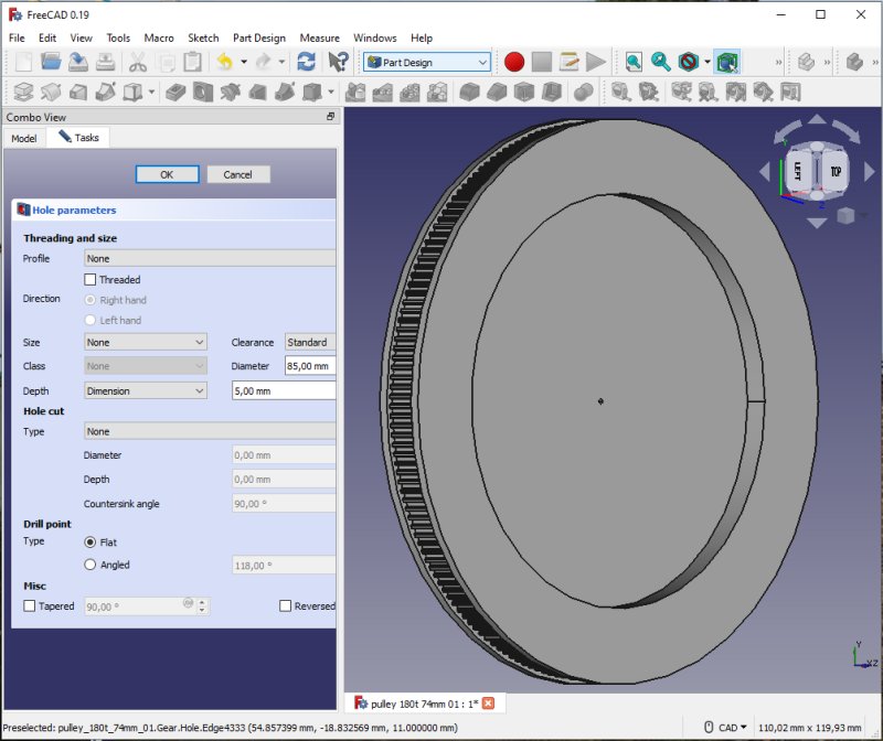 3D CAD: Making a drawing for GT2 pulleys to the focuser of lens