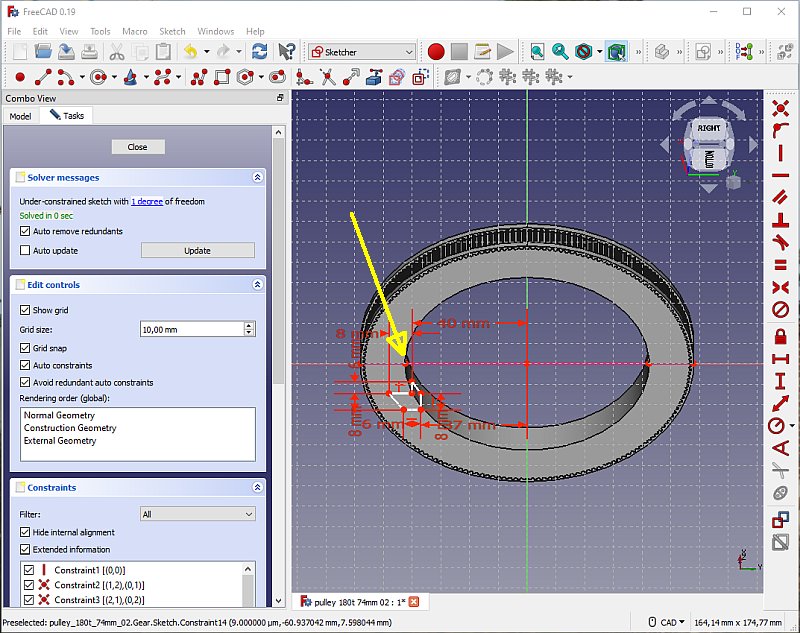 3D CAD: Making a drawing for GT2 pulleys to the focuser of lens