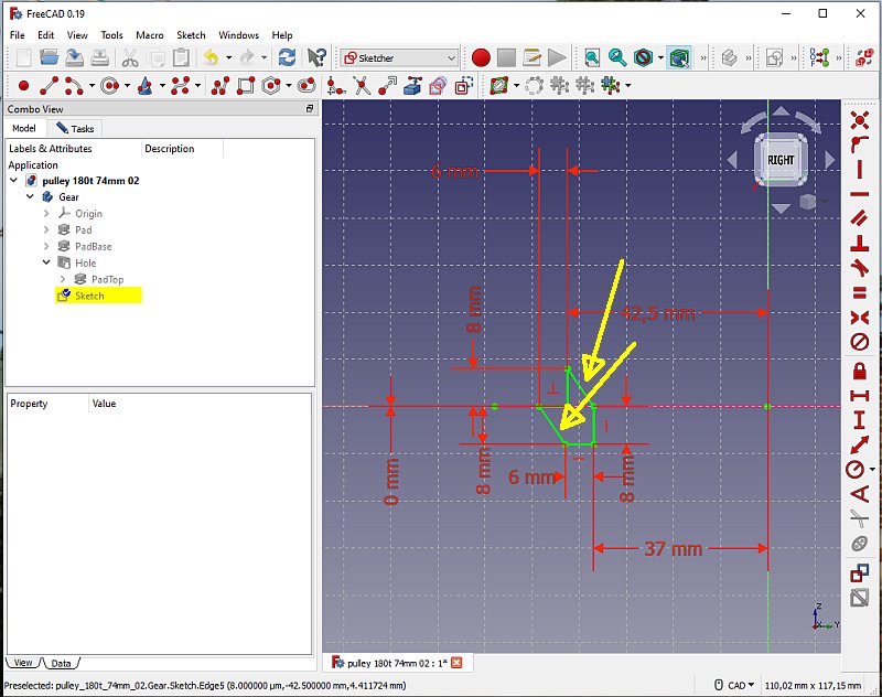 3D CAD: Making a drawing for GT2 pulleys to the focuser of lens