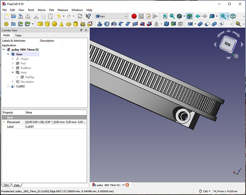 3D CAD: Making a drawing for GT2 pulleys to the focuser of lens