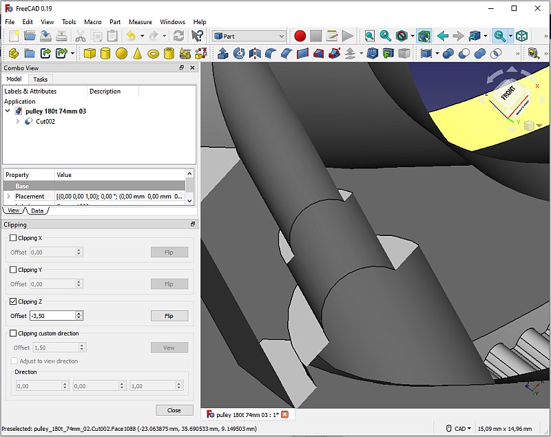 3D CAD: Making a drawing for GT2 pulleys to the focuser of lens