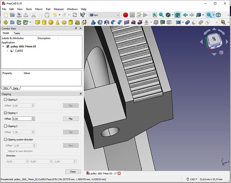 3D CAD: Making a drawing for GT2 pulleys to the focuser of lens