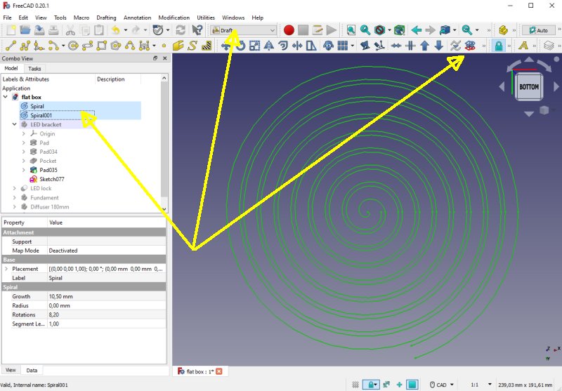 CAD design with spiral pattern