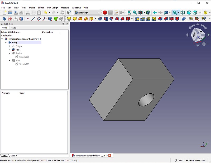 3D CAD: Making a temperature sensor holder