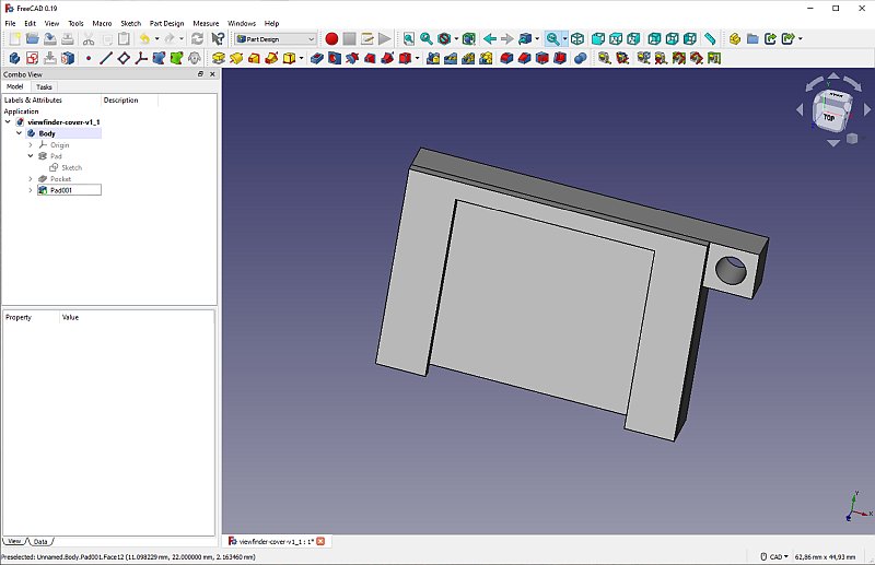 3D CAD: Viewfinder cover, Canon EOS 6D