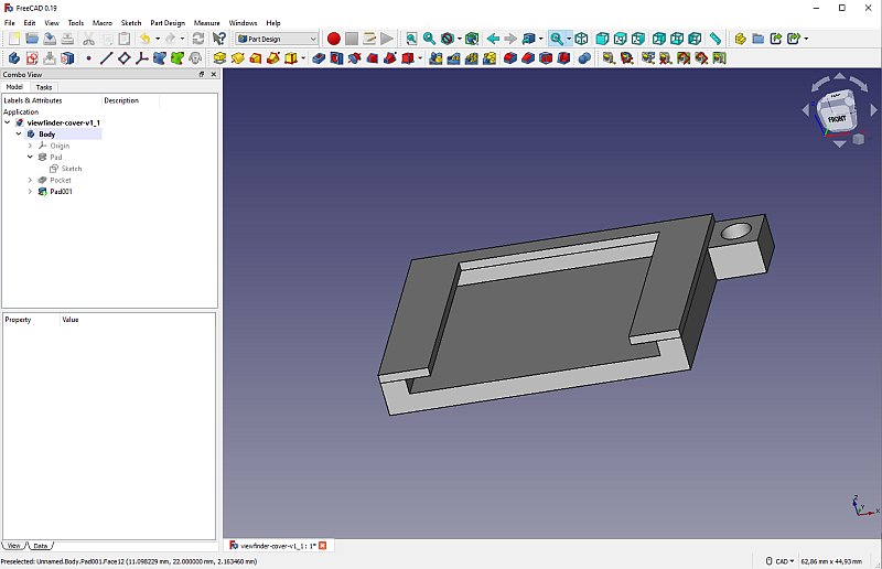 3D CAD: Viewfinder cover, Canon EOS 6D