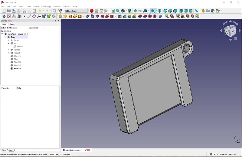 3D CAD: Viewfinder cover, Canon EOS 6D