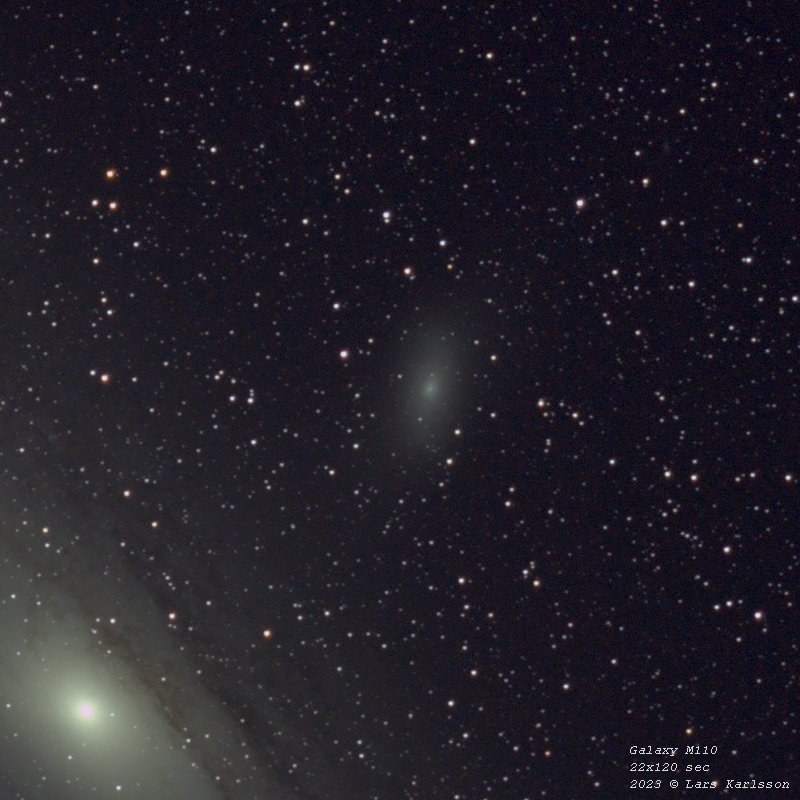 Satellite galaxy M110, Pentax 645 300 mm ED, 2023