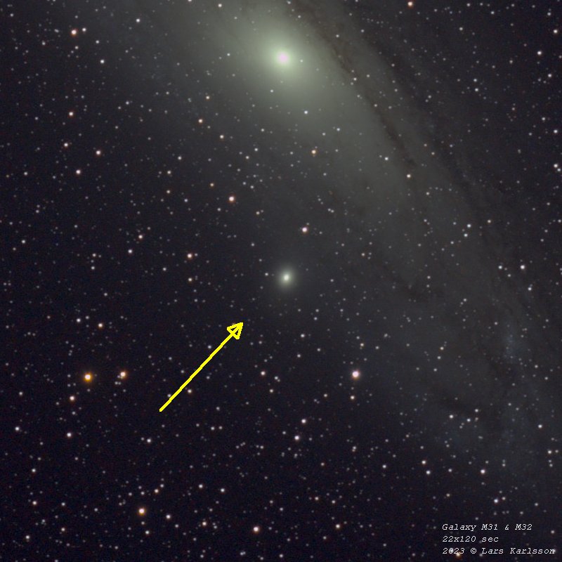 Satellite galaxy M32, Pentax 645 300 mm ED, 2023