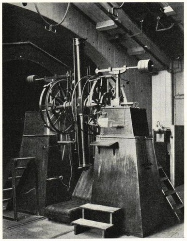 Meridian circle instrument at the observatory in Lund. Photographer unknown.