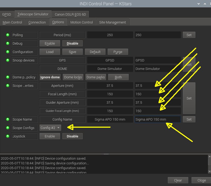 Setup INDI Control Panel 'Telescope Simulator'