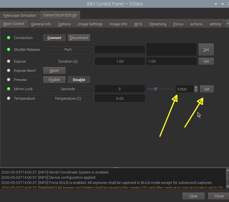 Setup INDI Control Panel 'Canon DSLR'