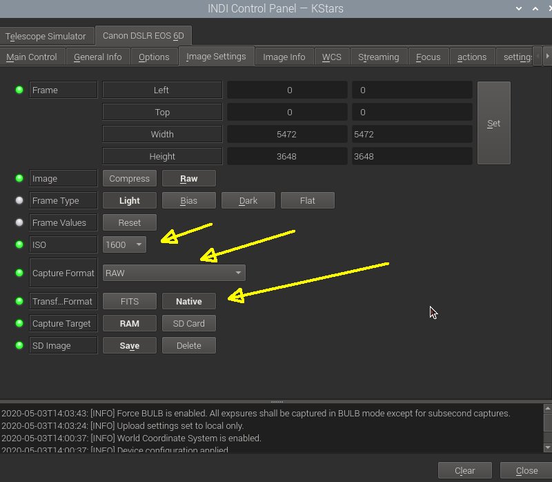 Setup INDI Control Panel 'Canon DSLR'