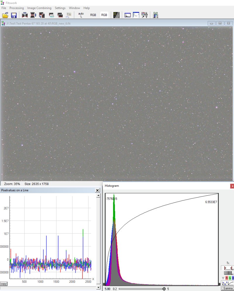 Astronomy photography with a Pentax SMC 67 165 mm f/2.8 lens